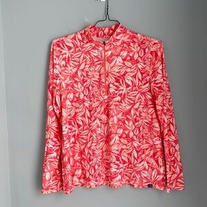 L.L. Bean Women’s Quarter Zip Performance UPF 50+ UV Long Sleeve Tropical Shirt